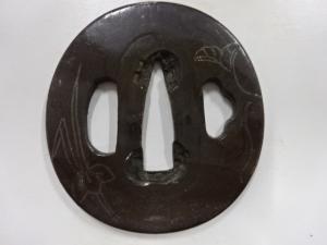 赤銅　毛彫　鍔